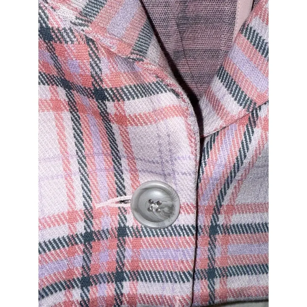 Cabi Playdate Plaid Pink Cropped Blazer Jacket Size Small #6257 Soft Stretch - Picture 6 of 8